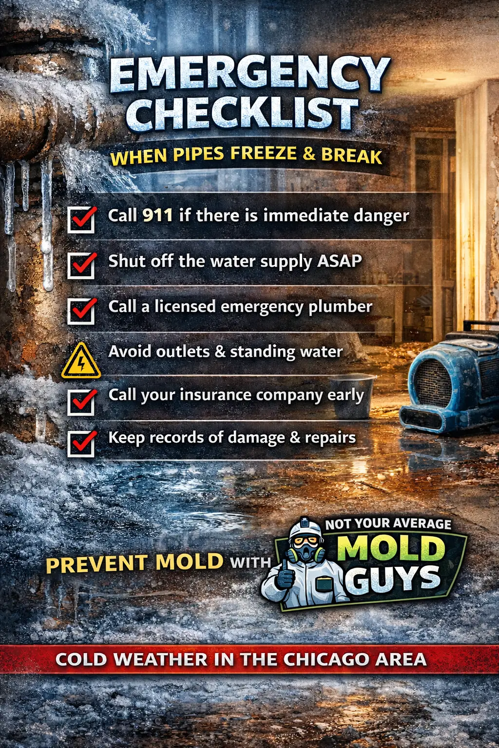 Chicago broken pipes water damage